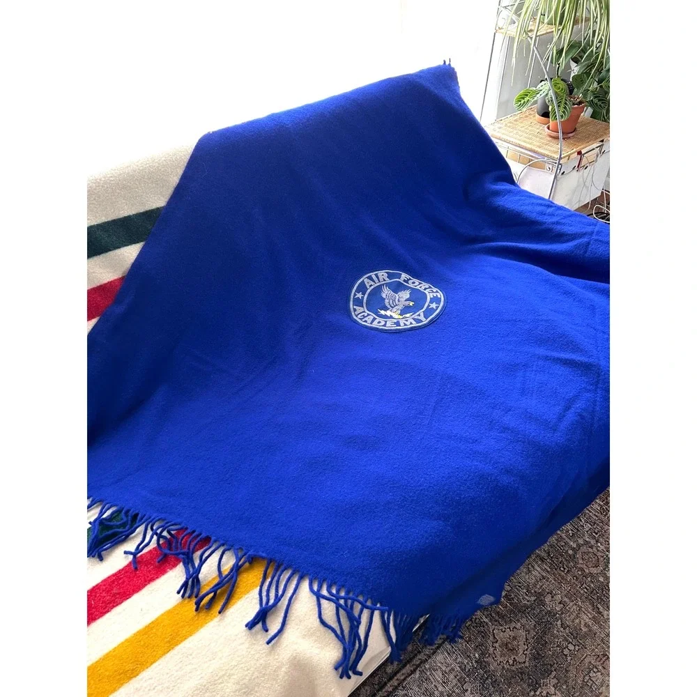 Vintage Pendleton Air Force Academy Blue Wool Blanket Throw USA Made 65x53